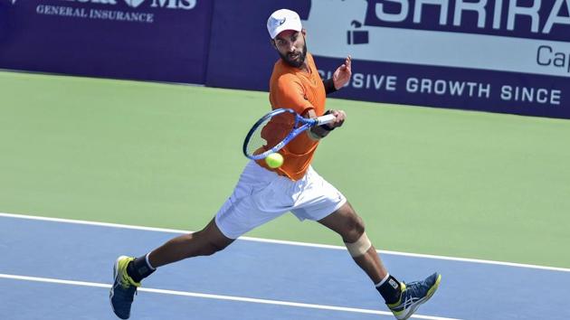 India's Yuki Bhambri in action against Duck-hee Lee of South Korea during their semi-final match of Chennai Open ATP Challenger at SDAT Tennis Stadium in Chennai on Thursday. (PTI) India's Yuki Bhambri in action against Duck-hee Lee of South Korea during their semi-final match of Chennai Open ATP Challenger at SDAT Tennis Stadium in Chennai on Thursday. (PTI)