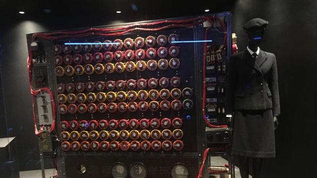 The "bombe", a code breaking machine developed by a group of British mathematicians, is pictured at the Spyscape Museum.(AFP)