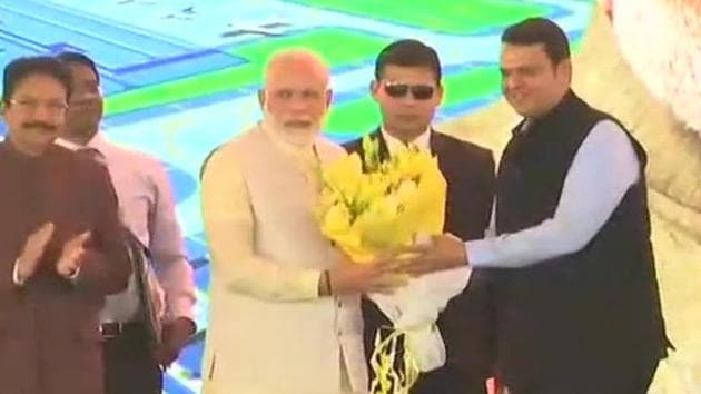 Prime Minister Narendra Modi at the foundation stone laying ceremony of Navi Mumbai International Airport on Sunday. (ANI) Prime Minister Narendra Modi at the foundation stone laying ceremony of Navi Mumbai International Airport on Sunday. (ANI)