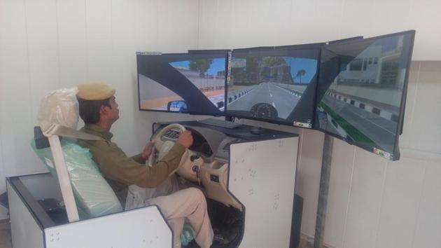 A simulator replicates real-life driving situations via 3D imagery and enables the driver to test his driving skills. (HT PHOTO) A simulator replicates real-life driving situations via 3D imagery and enables the driver to test his driving skills. (HT PHOTO)