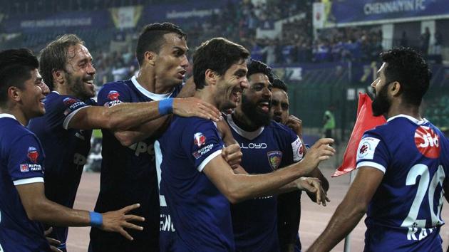 Mohammed Rafi celebrates a goal with his teammates during match 76 of the Indian Super League between Chennaiyin FC and Jamshedpur FC held at the Jawaharlal Nehru Stadium, Chennai India on the 18th February 2018. (ISL / SPORTZPICS) Mohammed Rafi celebrates a goal with his teammates during match 76 of the Indian Super League between Chennaiyin FC and Jamshedpur FC held at the Jawaharlal Nehru Stadium, Chennai India on the 18th February 2018. (ISL / SPORTZPICS)