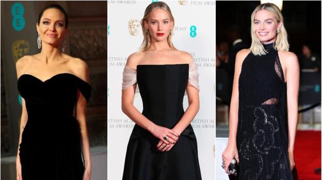 Angelina Jolie, Jennifer Lawrence and Margot Robbie chose to wear black to the BAFTAs. Angelina Jolie, Jennifer Lawrence and Margot Robbie chose to wear black to the BAFTAs.
