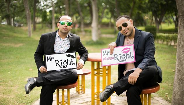 The photos recreate the cheesy poses at couples usually strike at pre-wedding shoots.(Bhumika.B Photography)