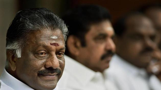 Tamil Nadu deputy CM O Panneerselvam (left) and chief minister E Palaniswami (centre) at a meeting of AIADMK's high-level committee, Chennai (File Photo) (PTI) Tamil Nadu deputy CM O Panneerselvam (left) and chief minister E Palaniswami (centre) at a meeting of AIADMK's high-level committee, Chennai (File Photo) (PTI)