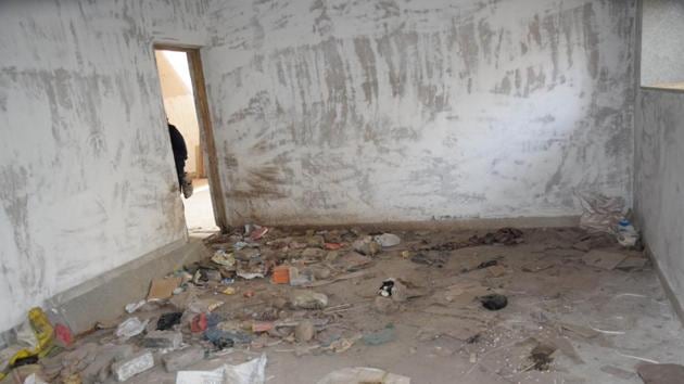 The primary healthcare centre building at Baner in one year behind deadline of completion for shortage of funds.(HT PHOTO)