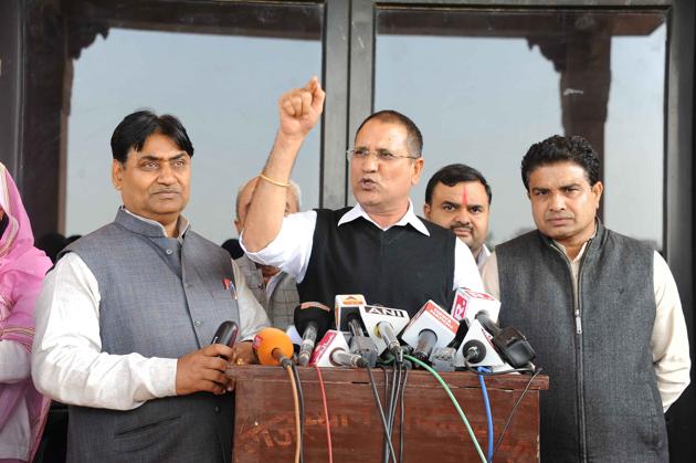Rameshwar Dudy, leader of opposition in the Rajasthan assembly, said the video was edited and the BJP’s allegations are baseless. (HT Photo) Rameshwar Dudy, leader of opposition in the Rajasthan assembly, said the video was edited and the BJP’s allegations are baseless. (HT Photo)
