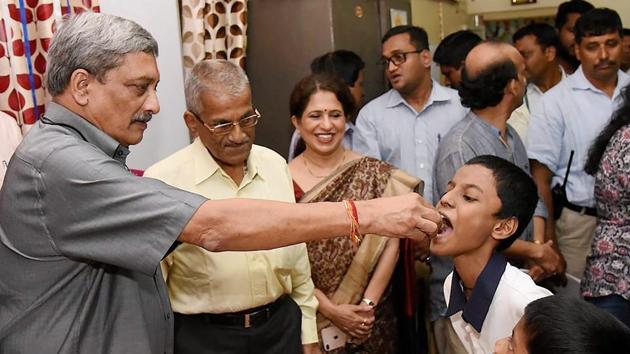 Goa chief minister Manohar Parrikar celebrates his 62nd birthday in Panaji on December 13, 2017. (PTI File Photo) Goa chief minister Manohar Parrikar celebrates his 62nd birthday in Panaji on December 13, 2017. (PTI File Photo)
