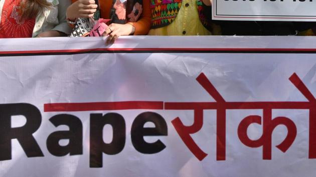 Students along protest against the increasing number of rape and other crimes against women at Delhi University in New Delhi on February 13, 2018. (Sushil Kumar/HT Photo) Students along protest against the increasing number of rape and other crimes against women at Delhi University in New Delhi on February 13, 2018. (Sushil Kumar/HT Photo)