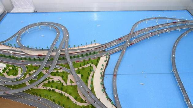 The BMC prepared 3D images of coastal road for the Magnetic Maharashtra conclave. (HT Photo) The BMC prepared 3D images of coastal road for the Magnetic Maharashtra conclave. (HT Photo)