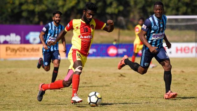 Gokulam Kerala-Minerva Punjab FC I-League match in progress in Panchkula.(AIFF)