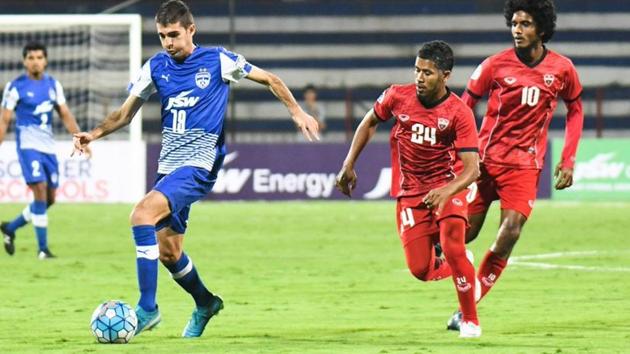 Bengaluru FC booked their place in the 2018 AFC Cup group stage following a convincing 5-0 victory over TC Sports Club.(Twitter)
