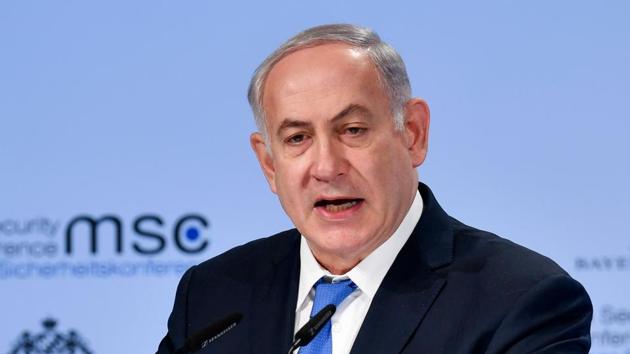Israeli Prime Minister Benjamin Netanyahu delivers a speech on the third day of the 54th Munich Security Conference (MSC) held at the Bayerischer Hof hotel, in Munich, southern Germany, on February 18, 2018. (AFP Photo) Israeli Prime Minister Benjamin Netanyahu delivers a speech on the third day of the 54th Munich Security Conference (MSC) held at the Bayerischer Hof hotel, in Munich, southern Germany, on February 18, 2018. (AFP Photo)