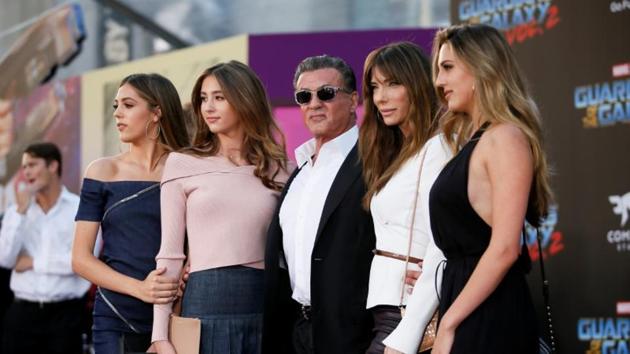 Seen here, Sylvester Stallone poses with his daughters and his wife Jennifer Stallone (2nd-R) at the world premiere of Marvel Studios' Guardians of the Galaxy Vol. 2 in Hollywood, California, US on April 19, 2017. (REUTERS) Seen here, Sylvester Stallone poses with his daughters and his wife Jennifer Stallone (2nd-R) at the world premiere of Marvel Studios' Guardians of the Galaxy Vol. 2 in Hollywood, California, US on April 19, 2017. (REUTERS)