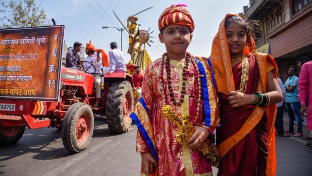 Children dress up as Shivaji Maharaj and his wife on the occasion of Shiv Jayanti on February 19. (Sanket Wankhade/HT PHOTO) Children dress up as Shivaji Maharaj and his wife on the occasion of Shiv Jayanti on February 19. (Sanket Wankhade/HT PHOTO)