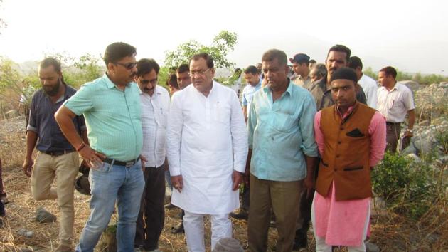 Cabinet minister Yashpal Arya at the proposed ISBT site.(HT File Photo)
