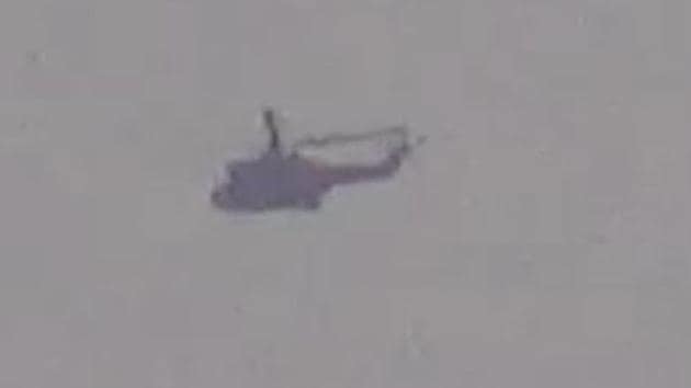 The Pakistani military helicopter that flew within 300m of the Line of Control. (ANI Photo) The Pakistani military helicopter that flew within 300m of the Line of Control. (ANI Photo)