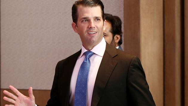 Donald Trump Jr. gestures as he arrives to attend a meeting in New Delhi on Tuesday. (Reuters Photo) Donald Trump Jr. gestures as he arrives to attend a meeting in New Delhi on Tuesday. (Reuters Photo)