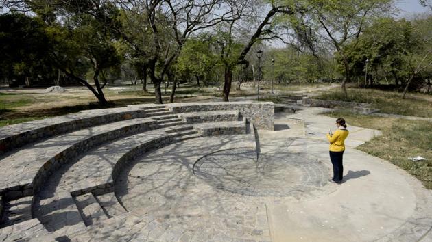A sunken amphitheatre has also been created to host cultural evenings and music festivals. (Vipin Kumar / HT Photo) A sunken amphitheatre has also been created to host cultural evenings and music festivals. (Vipin Kumar / HT Photo)