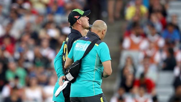 Chris Lynn injured his right shoulder while fielding in the Twenty20 tri-series final against New Zealand in Auckland as Australia secured a 19-run win via DLS method.(Getty Images)