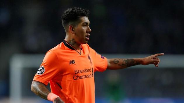 Roberto Firmino of Liverpool won’t be fined for his spat with Everton’s Mason Holgate.(Reuters)