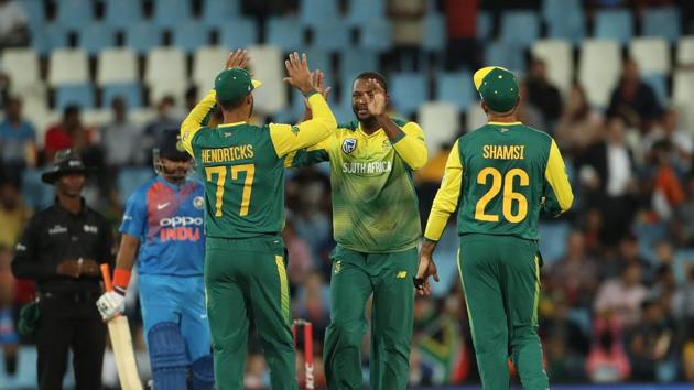 Andile Phehlukwayo trapped Raina LBW for 30 but Manish Pandey looked in great touch. (BCCI)