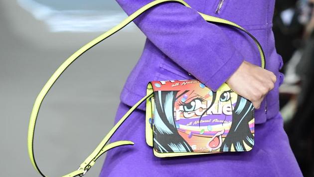 A model presents a creation by Moschino during a show. (Miguel Medina / AFP)