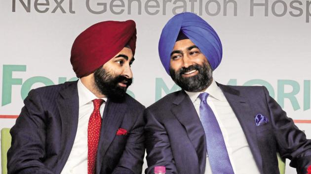 Fortis Healthcare's executive vice chairman Shivinder Mohan Singh (left) and executive chairman Malvinder Mohan Singh in Gurgaon in October 2012. (HT File Photo) Fortis Healthcare's executive vice chairman Shivinder Mohan Singh (left) and executive chairman Malvinder Mohan Singh in Gurgaon in October 2012. (HT File Photo)