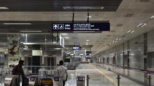 The DMRC said the area where the body was found is away from the tracks. (Burhaan Kinu/HT Photo) The DMRC said the area where the body was found is away from the tracks. (Burhaan Kinu/HT Photo)