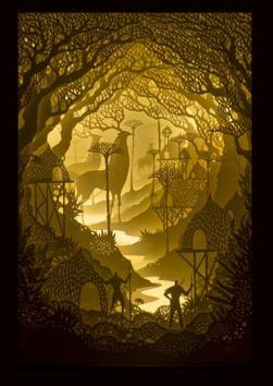 Husband-wife artist duo Harikrishnan Panicker and Deepti Nair use paper to create dioramas or 3D models of landscapes back-lit with LED.