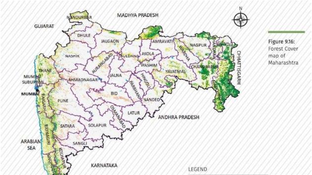 Pune, which lost 32 square kilometre (sq km) of forest, reported the largest loss, followed by Jalgaon district at 21 sq km. Sindhudurg reported the highest growth in forests, with a gain of 34 sq km, followed by Kolhapur at 31 sq km gain. (HT) Pune, which lost 32 square kilometre (sq km) of forest, reported the largest loss, followed by Jalgaon district at 21 sq km. Sindhudurg reported the highest growth in forests, with a gain of 34 sq km, followed by Kolhapur at 31 sq km gain. (HT)