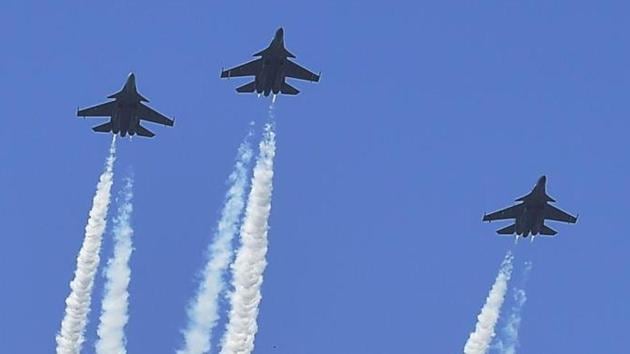 Air Force fighter jets carrying out a fly-past in New Delhi. (PTI File Photo) Air Force fighter jets carrying out a fly-past in New Delhi. (PTI File Photo)