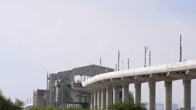The DMRC has completed 80% work of electrical and signalling work and has started trial runs on link to Greater Noida.(Sunil Ghosh/HT Photo) The DMRC has completed 80% work of electrical and signalling work and has started trial runs on link to Greater Noida.(Sunil Ghosh/HT Photo)