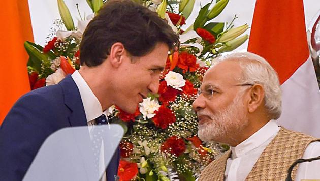 Prime Minister Narendra Modi and his Canadian counterpart Justin Trudeau during their joint press conference at Hyderabad House in New Delhi on Friday. (PTI) Prime Minister Narendra Modi and his Canadian counterpart Justin Trudeau during their joint press conference at Hyderabad House in New Delhi on Friday. (PTI)