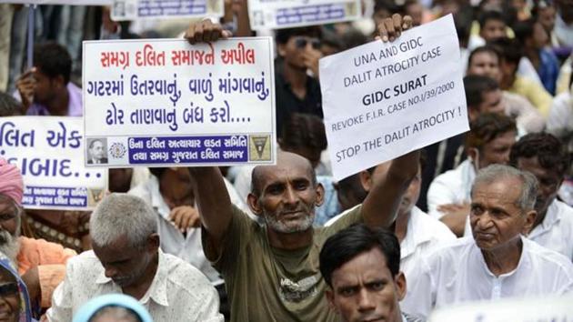 A protest against an attack on Dalits, Una, Ahmedabad, Gujarat, July 31, 2016(AFP) A protest against an attack on Dalits, Una, Ahmedabad, Gujarat, July 31, 2016(AFP)