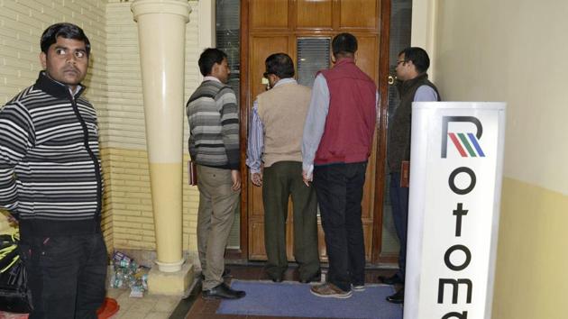 CBI officials at Rotomac Global Private Limited office at Mall Road in Kanpur on Monday. (PTI file photo) CBI officials at Rotomac Global Private Limited office at Mall Road in Kanpur on Monday. (PTI file photo)