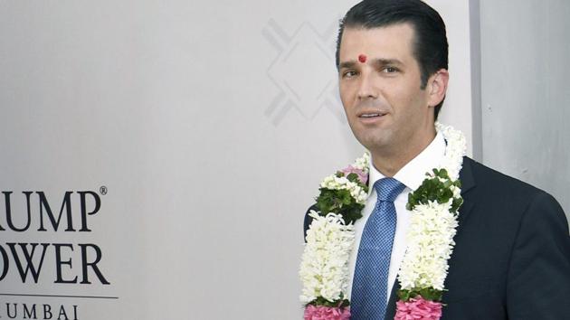 Trump Organisation executive vice president Donald Trump Jr. at the announcement of topping out of India's first Trump Tower Project by Lodha Group under the Lodha Luxury Collection, in Mumbai on Thursday.(PTI) Trump Organisation executive vice president Donald Trump Jr. at the announcement of topping out of India's first Trump Tower Project by Lodha Group under the Lodha Luxury Collection, in Mumbai on Thursday.(PTI)