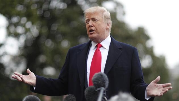 US President Donald Trump takes questions from to reporters before departing the White House to speak at CPAC in Washington, US, February 23, 2018.(Reuters Photo) US President Donald Trump takes questions from to reporters before departing the White House to speak at CPAC in Washington, US, February 23, 2018.(Reuters Photo)