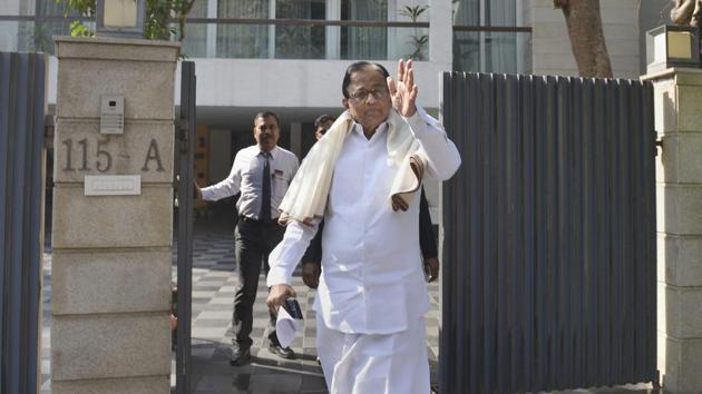 P Chidambaram arrives to address the media at his residence after ED conducted raids at his son Karti Chidamabaram's Delhi and Chennai premises, at Jor Bagh in New Delhi. (PTI File Photo) P Chidambaram arrives to address the media at his residence after ED conducted raids at his son Karti Chidamabaram's Delhi and Chennai premises, at Jor Bagh in New Delhi. (PTI File Photo)