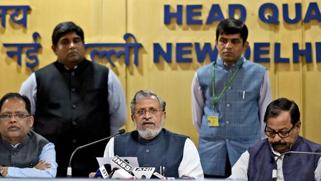 Sushil Modi addresses the media regarding the implementation of e-way bills, in New Delhi. (PTI Photo) Sushil Modi addresses the media regarding the implementation of e-way bills, in New Delhi. (PTI Photo)