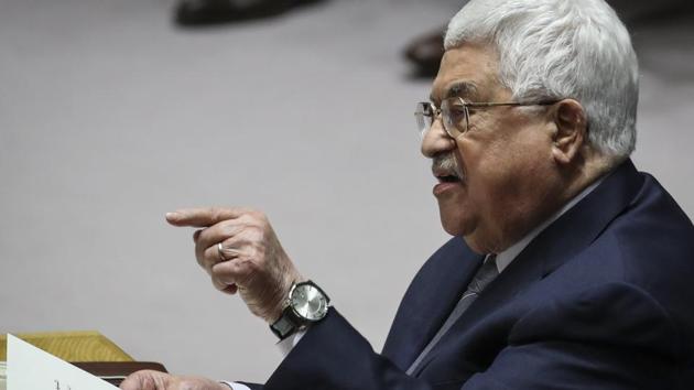 President of Palestine and Palestinian National Authority Mahmoud Abbas speaks during a United Nations Security Council concerning meeting concerning issues in the Middle East, at UN headquarters.(AFP File Photo)