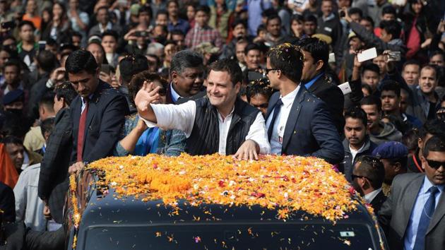 Congress President Rahul Gandhi waves during Jan Sampark Programme ahead of Meghalaya Assembly Elections in Shillong on Wednesday. (PTI File Photo) Congress President Rahul Gandhi waves during Jan Sampark Programme ahead of Meghalaya Assembly Elections in Shillong on Wednesday. (PTI File Photo)