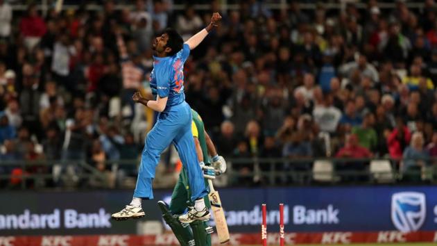 Jasprit Bumrah and Bhuvneshwar Kumar held their nerve as India won the match by seven runs to end the tour on a high.  (BCCI) 