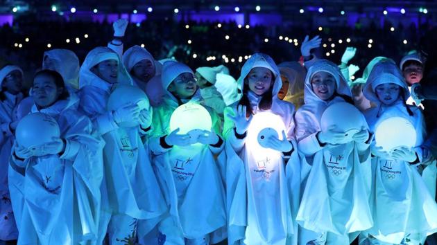 Child artists perform during the closing ceremony at Pyeongchang which marked the end of the 2018 Winter Olympics. (REUTERS)