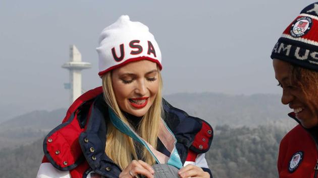 President Donald Trump's daughter and senior White House adviser, Ivanka Trump looks at the silver medal of Lauren Gibbs of the US. (REUTERS) President Donald Trump's daughter and senior White House adviser, Ivanka Trump looks at the silver medal of Lauren Gibbs of the US. (REUTERS)