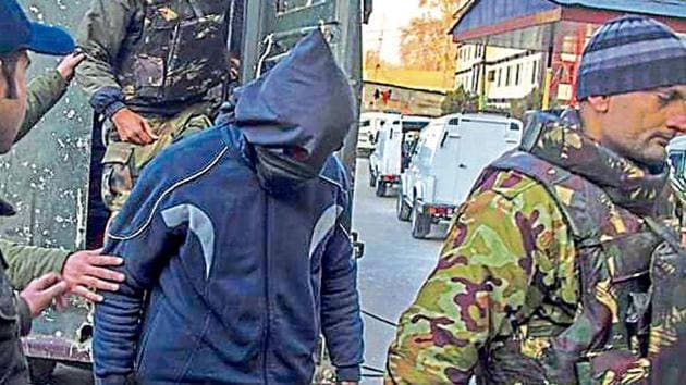 A militant arrested for helping Lashkar-e-Taiba’s Naveed Jutt in custody. (PTI File Photo) A militant arrested for helping Lashkar-e-Taiba’s Naveed Jutt in custody. (PTI File Photo)