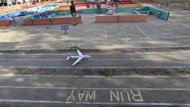 A mock-up airport has also been constructed at the RTC to focus on airport security. “I did not even know what an airport looks like. Over here, I have been shown the types of ticket a passenger can carry and how to read it to allow entry,” said a constable undergoing training. The CISF is responsible for the security of 59 airports across country. (Arvind Yadav / HT Photo) A mock-up airport has also been constructed at the RTC to focus on airport security. “I did not even know what an airport looks like. Over here, I have been shown the types of ticket a passenger can carry and how to read it to allow entry,” said a constable undergoing training. The CISF is responsible for the security of 59 airports across country. (Arvind Yadav / HT Photo)