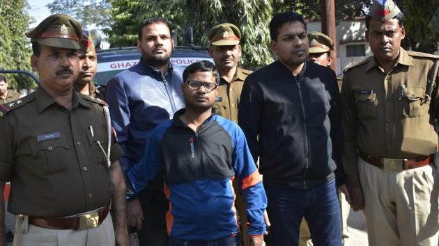 The three men had allegedly gunned down brick kiln owner Vijay Fafrana in Modi Nagar on February 18. (Sakib Ali/HT Photo) The three men had allegedly gunned down brick kiln owner Vijay Fafrana in Modi Nagar on February 18. (Sakib Ali/HT Photo)