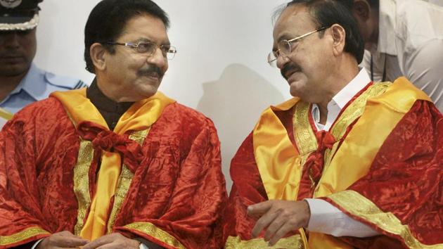 Vice president Venkaiah Naidu in a conversation with Maharashtra governor C Vidyasagar Rao at the convocation ceremony of Homi Bhabha National Institute (HBNI), in Mumbai. (PTI FILE PHOTO) Vice president Venkaiah Naidu in a conversation with Maharashtra governor C Vidyasagar Rao at the convocation ceremony of Homi Bhabha National Institute (HBNI), in Mumbai. (PTI FILE PHOTO)