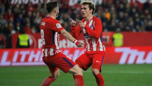 Atletico Madrid’s Antoine Griezmann scored a hat-trick against Sevilla in La Liga on Sunday.(Reuters)