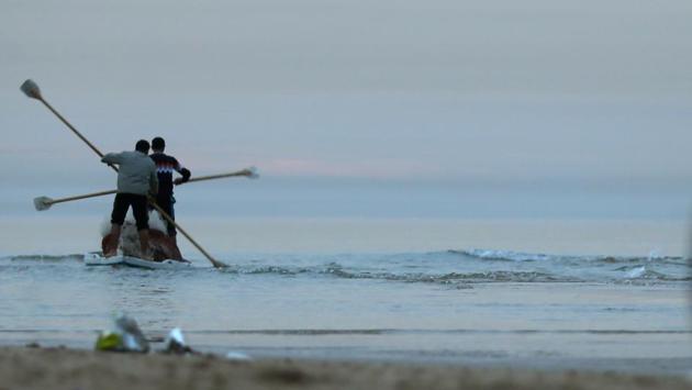 Palestinian fishermen take to the sea in Gaza City. (AFP File Photo) Palestinian fishermen take to the sea in Gaza City. (AFP File Photo)